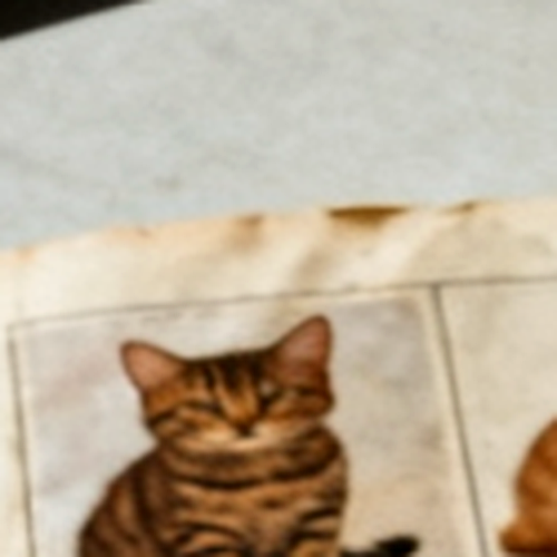 Lot 001, a photographed house cat in a ruled catalogue cell