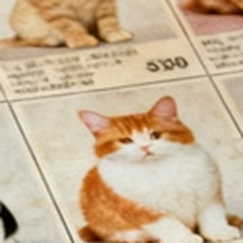 Lot 007, a photographed house cat in a ruled catalogue cell